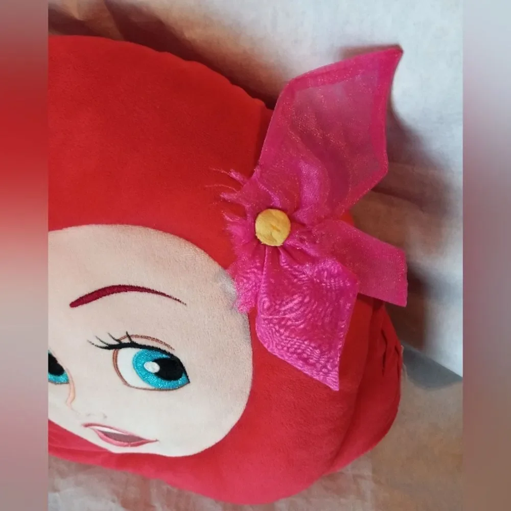 Disney Store Princess Ariel Little Mermaid Face Large Pillow Hair Bow 13…